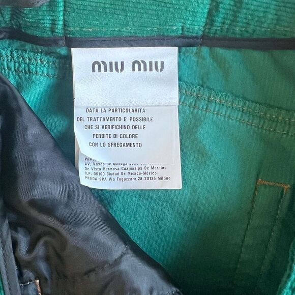 MIU MIU Corduroy Skinny Jeans In Emerald Green Size 42 - Picture 6 of 9